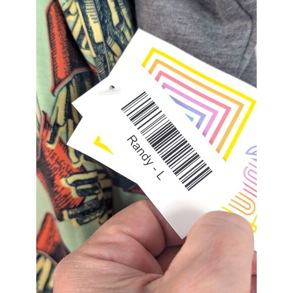 LULAROE Novelty French Fry Print "Randy" Raglan Top  Casual Soft Size Large NWT - Picture 5 of 5